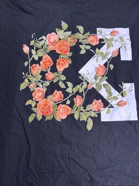 Gildan Black Tee with Orange Rose Vine Graphic